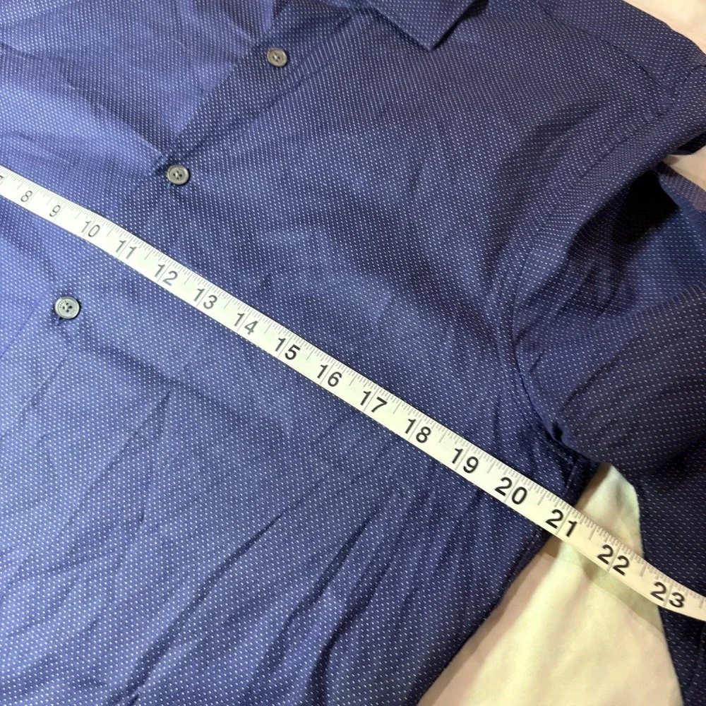 Ted Baker London Slim Fit Dress Shirt Navy Blue Micro Dot 15.5 39 Long Sleeve‎